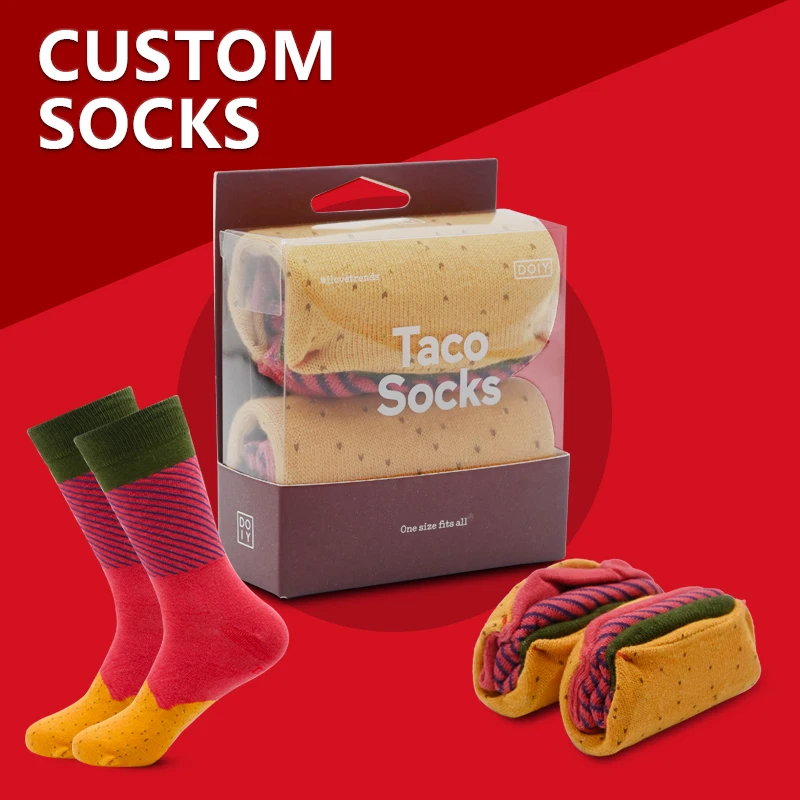 Wholesale Hot Selling custom Popular funny food socks cotton long unisex gift box socks