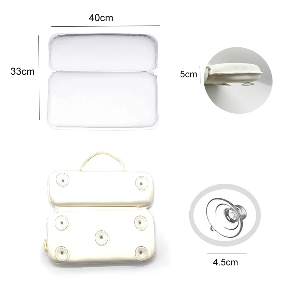 Non-slip Washable Breathable Super Soft SPA Bath Pillow With 7 Extra Strong Suction Cups For Neck Head Support
