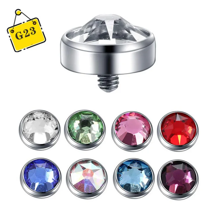 ASTM F136 Titanium G23 Micro Dermal Anchor piercing jewelry Clear Gem Skin Piercing Sexy Jewelry Implanted By Surface Puncture