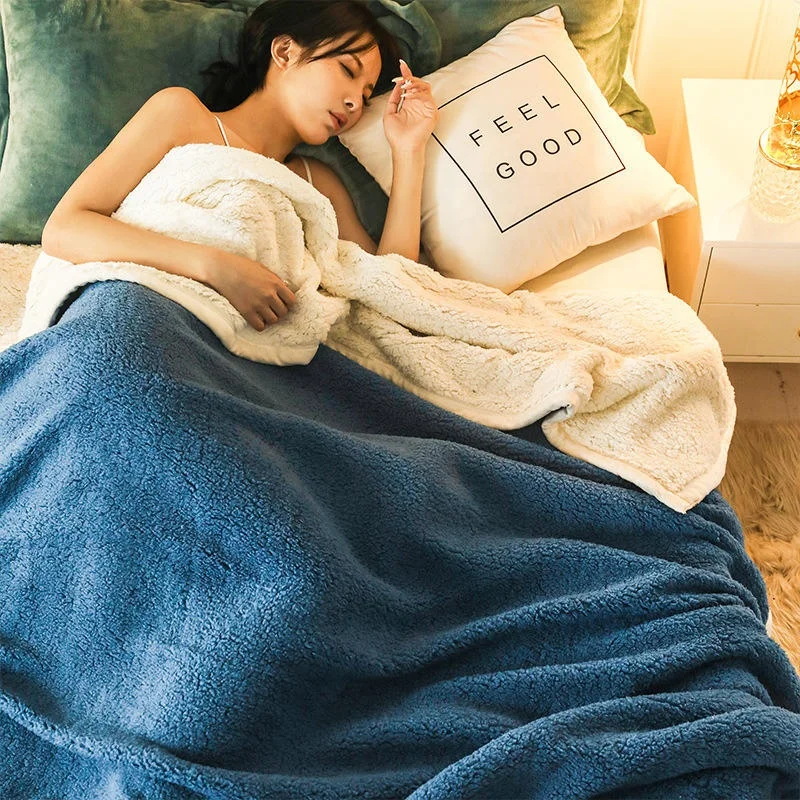 wholesale oversized microfiber & sherpa wearable fleece throw sublimation blanket weighted flannel sherpa blanket for winter