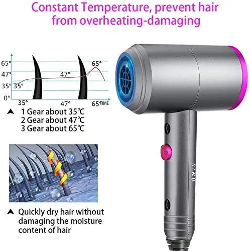 Ionic Hair Dryer Professional Blow Dryer (with Powerful AC Motor) Negative Ion Technolog for Home Salon Travel Pregnant Kids