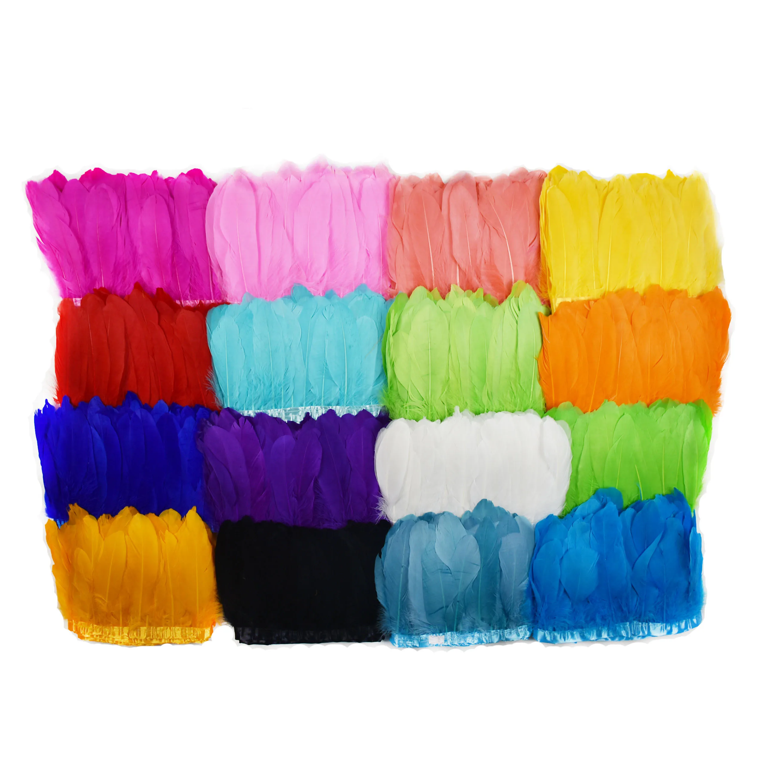 wholesale 13colors available 14-20CM Dyed Colours Goose Feather Trim For Carnival Decoration Dance Costumes