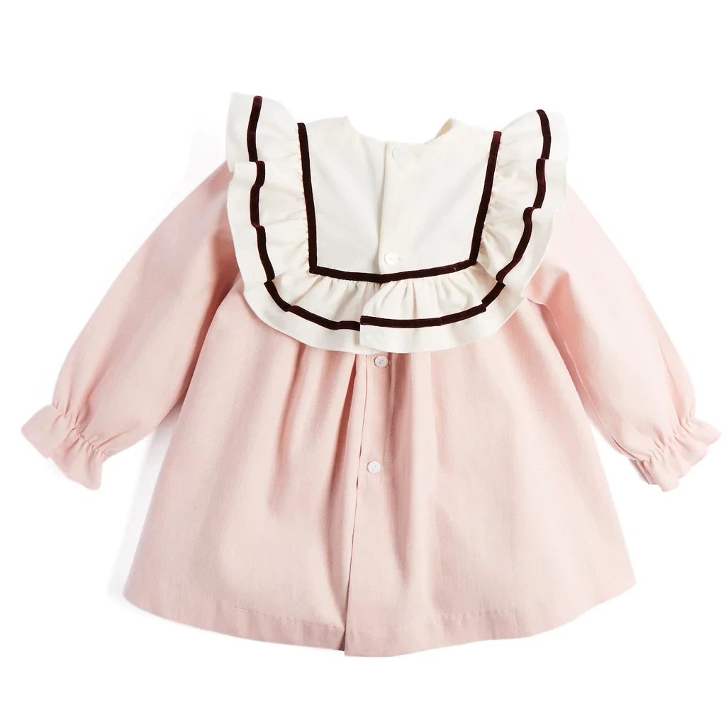 2022 New Design Children Clothing Long Sleeve 100% Cotton Bow Custom Girls Casual Dress