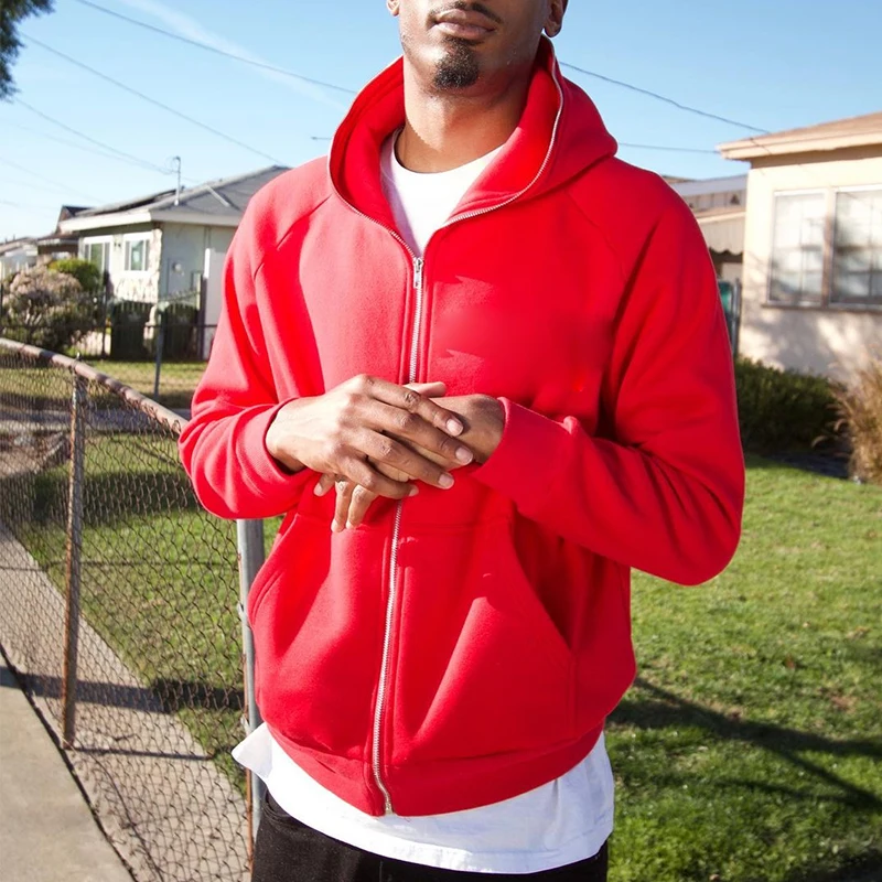 Custom Hoodie Embroidery Zipped Face Anime Blank Wholesale Streetwear Black Full Zip Hoodie