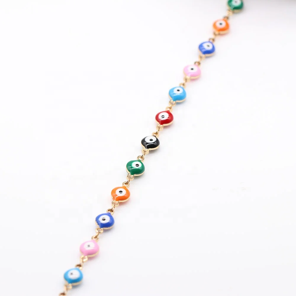 Fashion jewelry 2020 various brass turkish evil eyes glass necklace chain