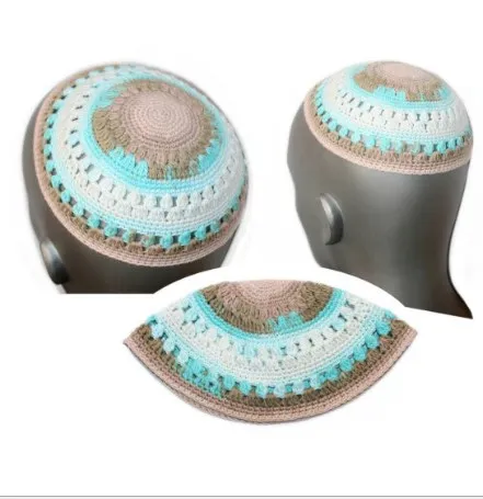 Factory Custom Thin thread Knitted Kippah, 100% Cotton DMC Hand Knitted Kippah Hat, DMC Kippah Yamaka Kippa Yarmulke Skull