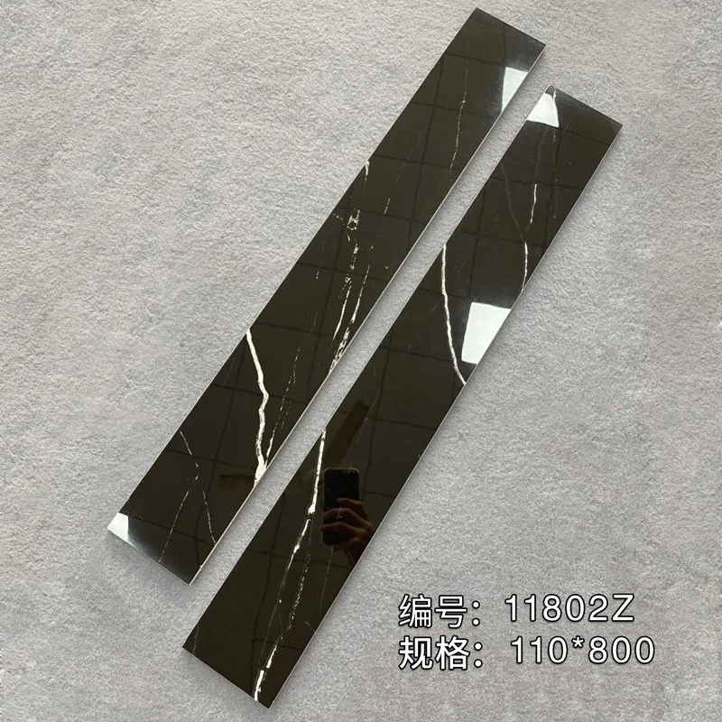 Wholesale 10cm Black All-Ceramic Glossy Floor Skirting Living Room Bedroom Polished Modern Interior Home Decoration Tile Project