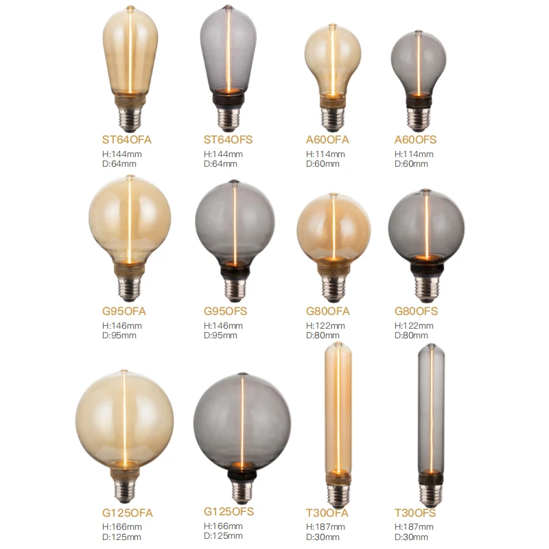 New Product One Series 220v 120v 3.5w House Decor Lights E27 St64 Unique Light Bulbs Dimmable Led Filament Bulb
