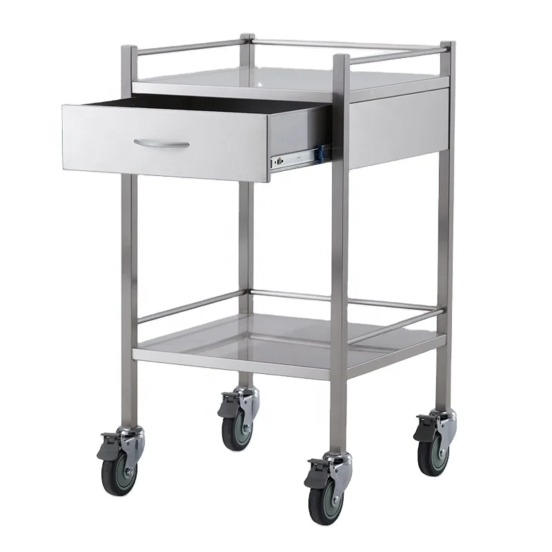 Meditroll MT01 Commercial Strong Frame 2 Tier Stainless Steel Trolley for Clinic