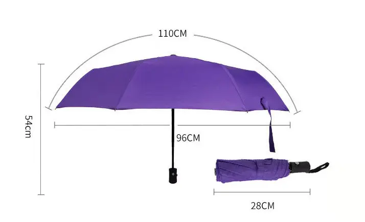 Wholesale Promotions Custom Fully Automatic 21 Inch Purple Fashion Rain Sunshade Folding Umbrella
