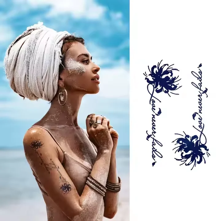 Tattoo Stickers Flower Temporary Tattoos Adult Sexy Party Wholesale Christmas Body Temporary Waterproof for Women Beautify Body