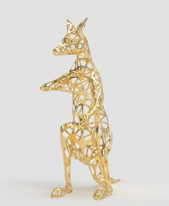 2022 New Design Outdoor Metal Art Life Size Openwork Stainless Steel Animal Sculpture Garden Hollow Out Kangaroo Statue