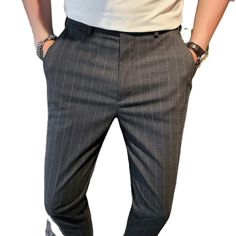 OEM Custom Man Casual Nine Points Trousers Slim Fit Suit Pant Straight Mens Chino Pants