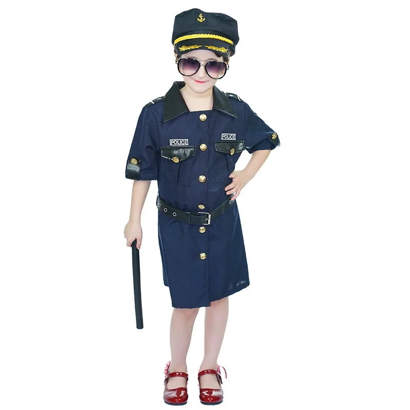 Милый полицейский костюм для девочки, костюм для вечеринки на Хэллоуин, крутой полицейский костюм для детей