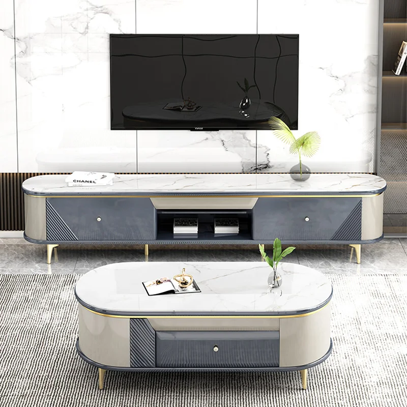 Hot Sale Marble Top Nordic Minimalist Living Room Negotiation Marble Tv Stand And Coffee Table