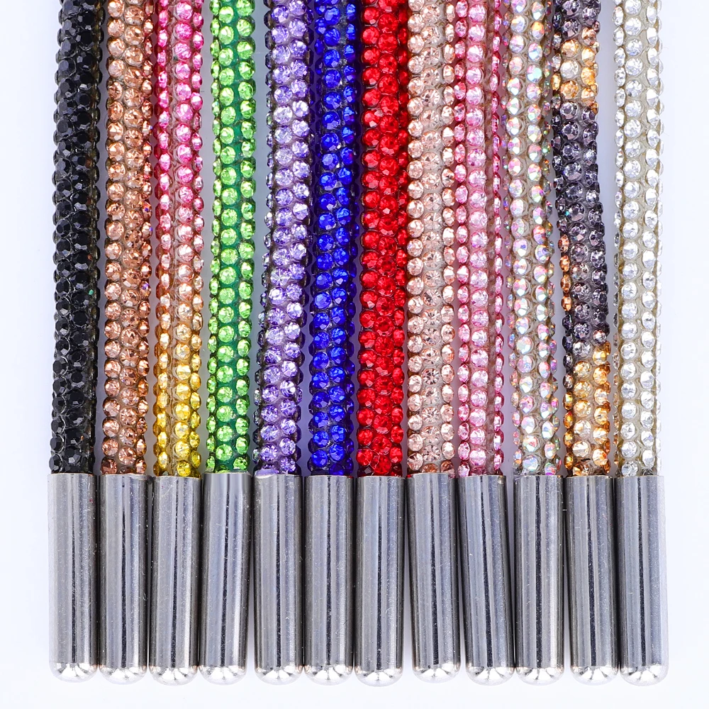 QY Wholesale High Quality 6mm Rhinestones Rope Trimming Cotton Lace Cord Rhinestones Strip For Shoes Hoodie