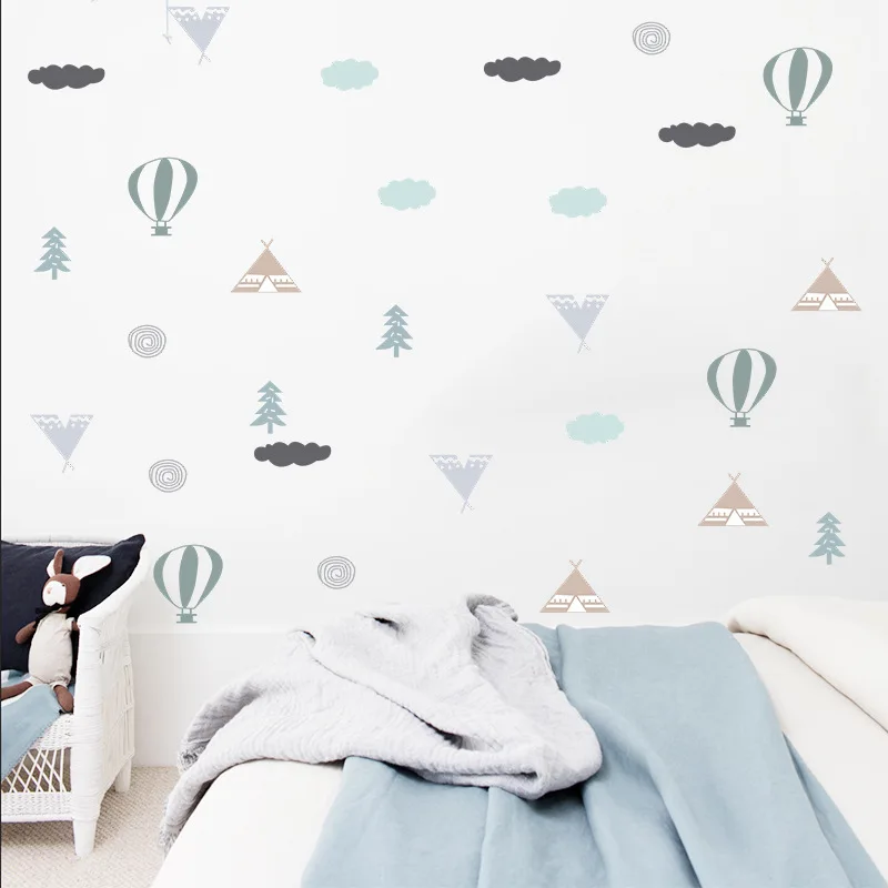 Cartoon hot air balloon bathroom stickers waterproof for wall sticker for kids room decorative