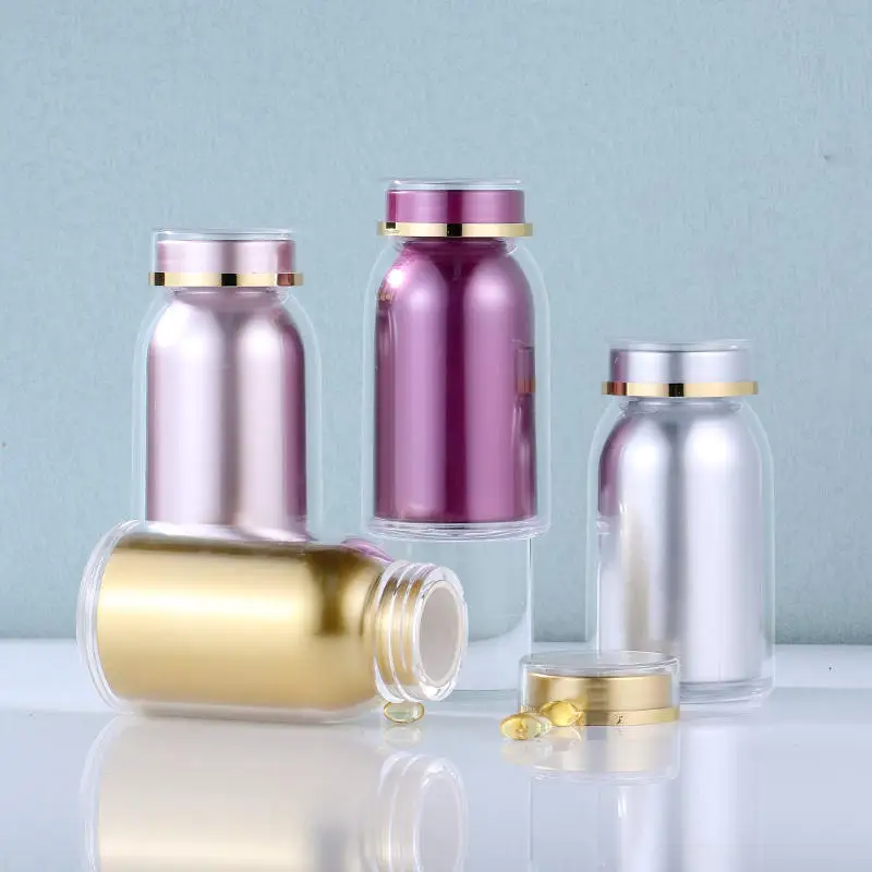 2024 Hot Sale Factory Price Luxury Empty 100ml Electroplating PET Pill Medicine Capsules Bottles for