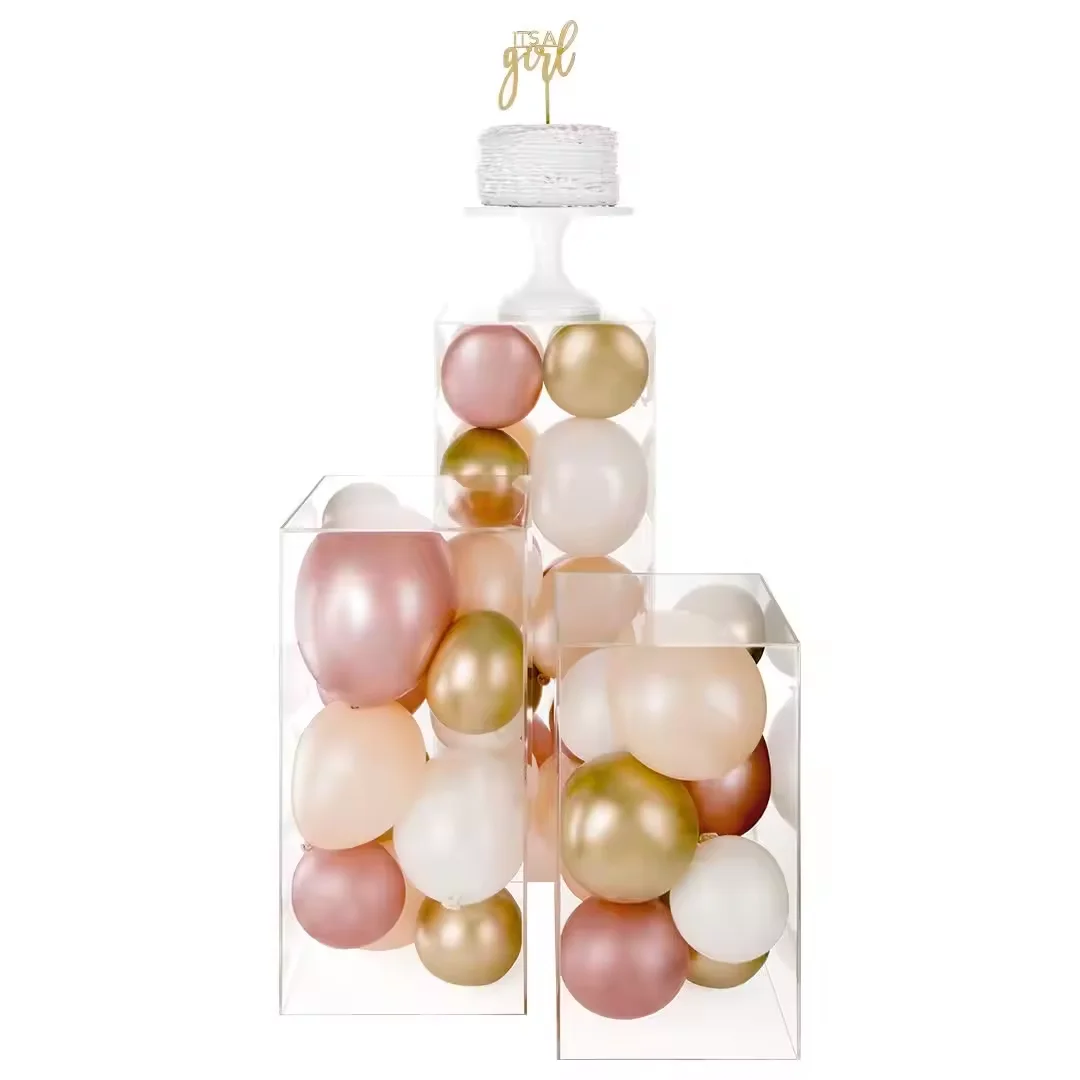 Wedding Customized Transparent Column Pedestal Stand Lucite Display Set for Wedding Cakes