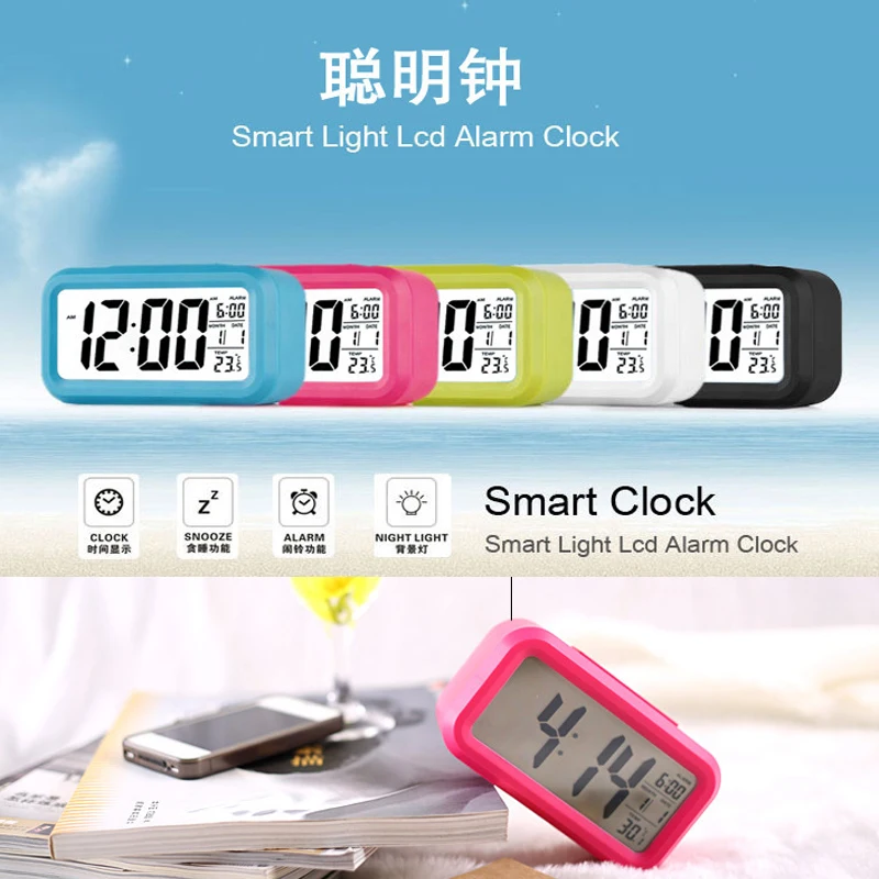 Temperature Date Display Usb Desktop Strip Mirror Minimalist Digital Alarm Clock Led