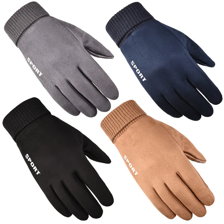 Outdoor Winter Suede Gloves Men Women Touch Screen Compatible for Sports Travel Daily Use Cycling Driving