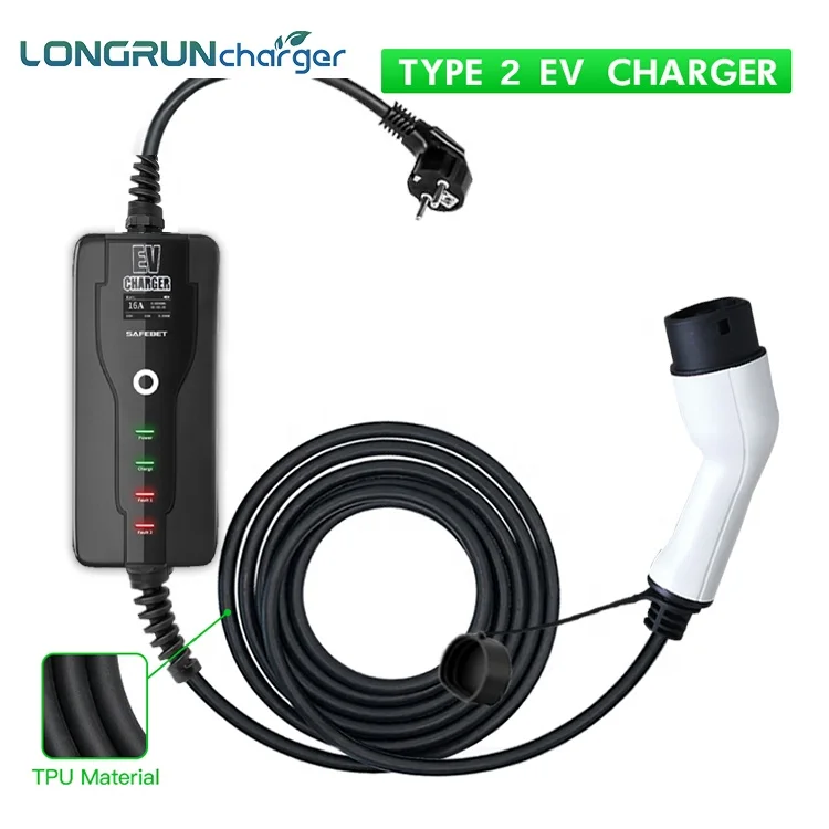 Longrun CE FCC Type1 16A 32A Model 2 Case B SAE J1772 Portable Home Ev fast Charger