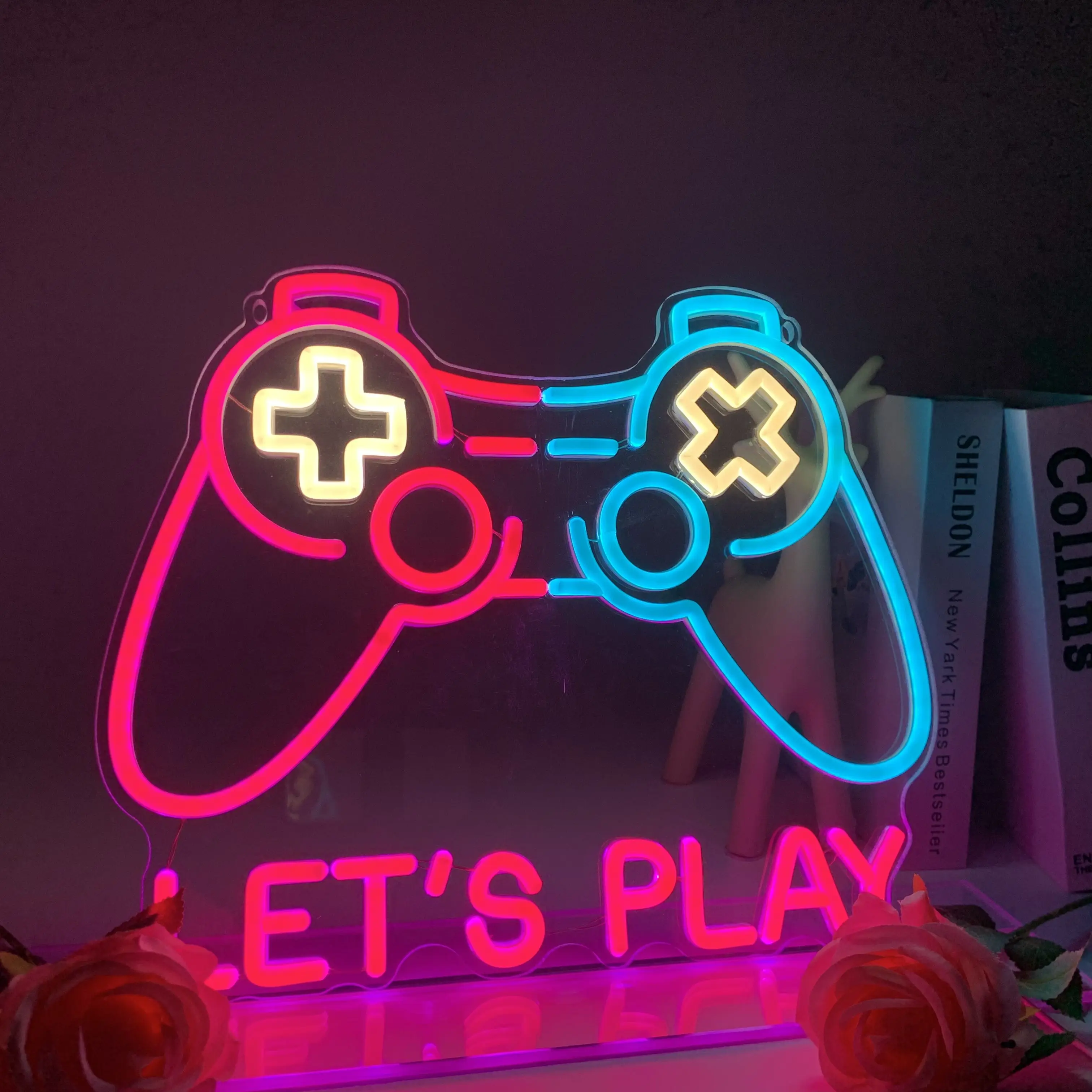 LED Neon Sign Wall Decor for Gaming Zone LED Neon Signs in Gamepad Shape Bedroom Game Room Plastic Lamp Body 5V Input Voltage