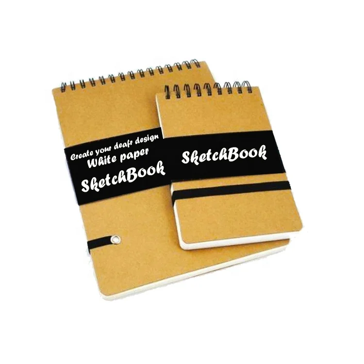 Factory Art School students supplies blank OEM A4 simple design Sketchbook Drawing kraft Paper Spiral Notebook