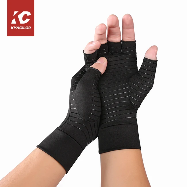 Fingerless Spandex Compression Pressure Symptoms Copper Therapy Anti Arthritis Gloves For Women Pain