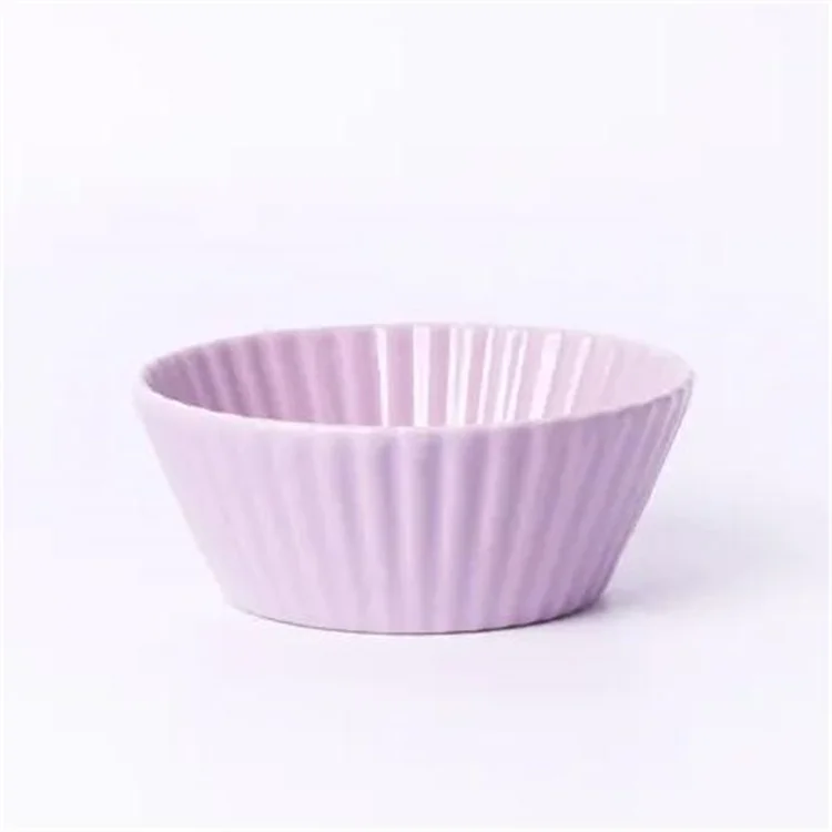 Nordic Style Tableware Small Serving Small Ceramic Stripe Pudding Dessert Bowl Ceramic