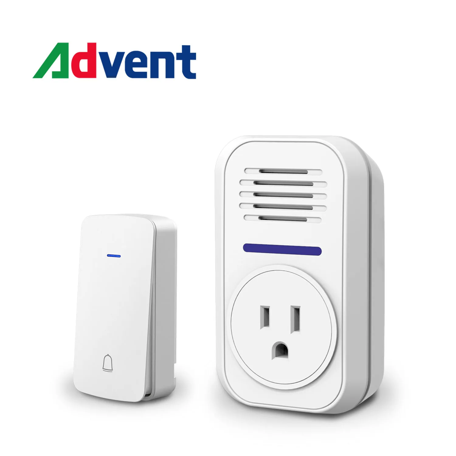 Wireless Plug Through Doorbell with Additional Socket with kinetic battery free bell push button no need battery