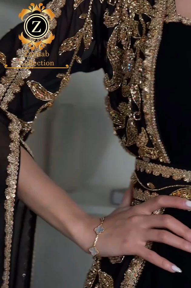 Zaynab Elegant Abaya Turkish Dresses Women Abaya Modern Satin Crystal Dress Front Open Moroccan Elegant Abaya