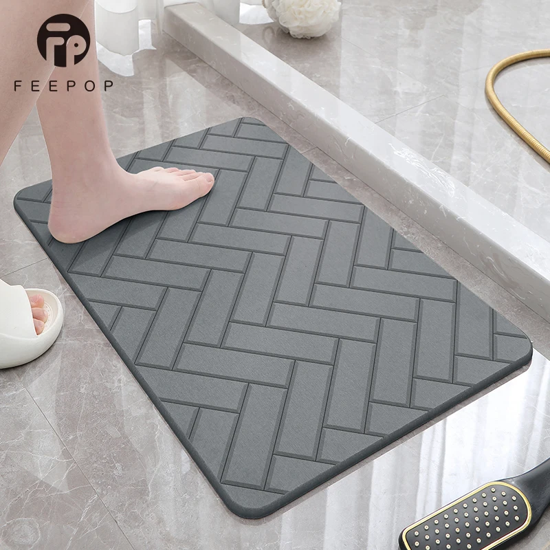 Dry Instantly Super Water Absorbent Diatomaceous Stone Bath Mat For Bathroom