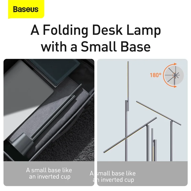 Baseus Dimmable LED Desk Lamp Smart Adaptive Brightness Eye Protect Study Office Folding Table Lamp