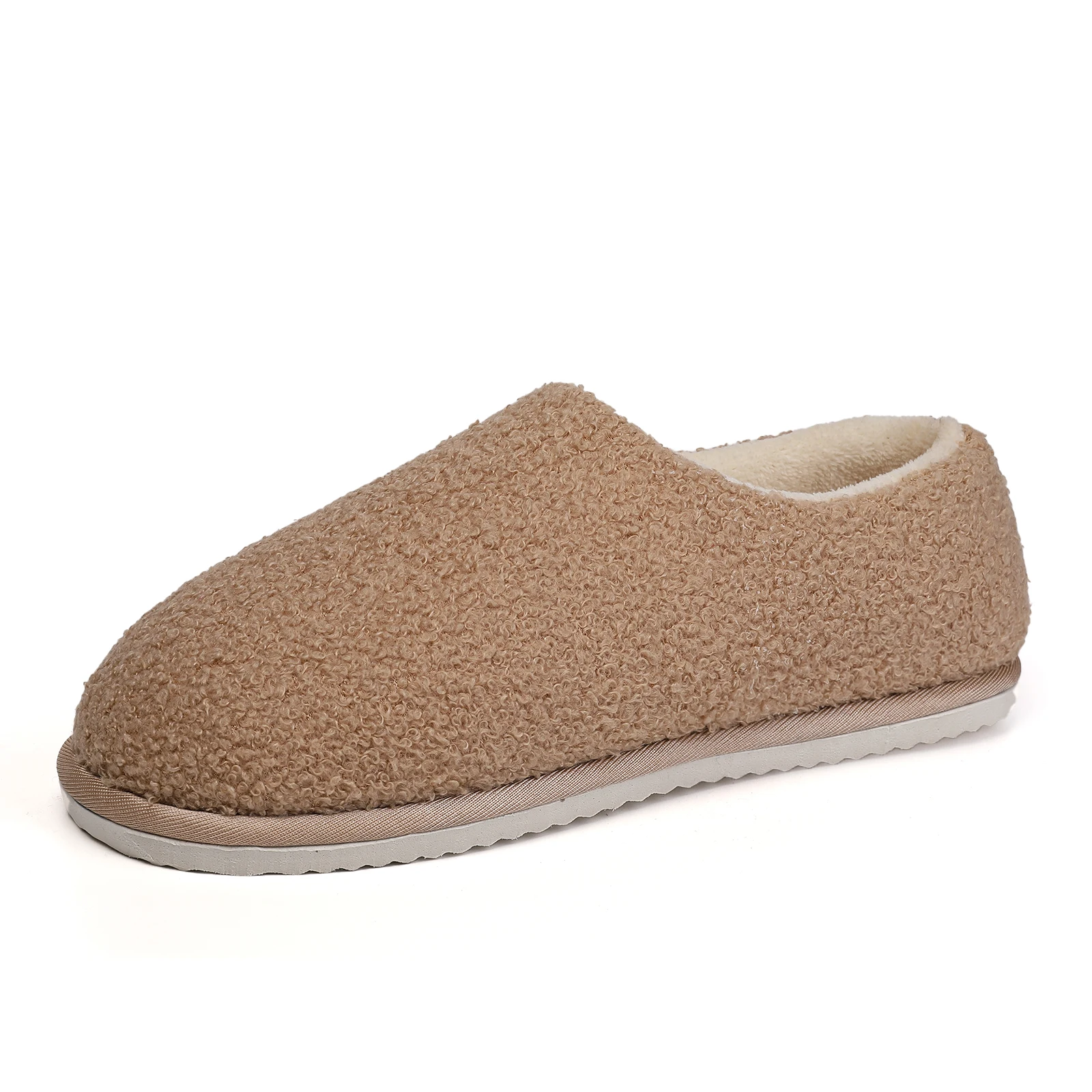 Hot Sale women Fuzzy Fur Loafer with Polar Fleece Lining sublimation Winter EVA Platform Teddy Bear Slippers