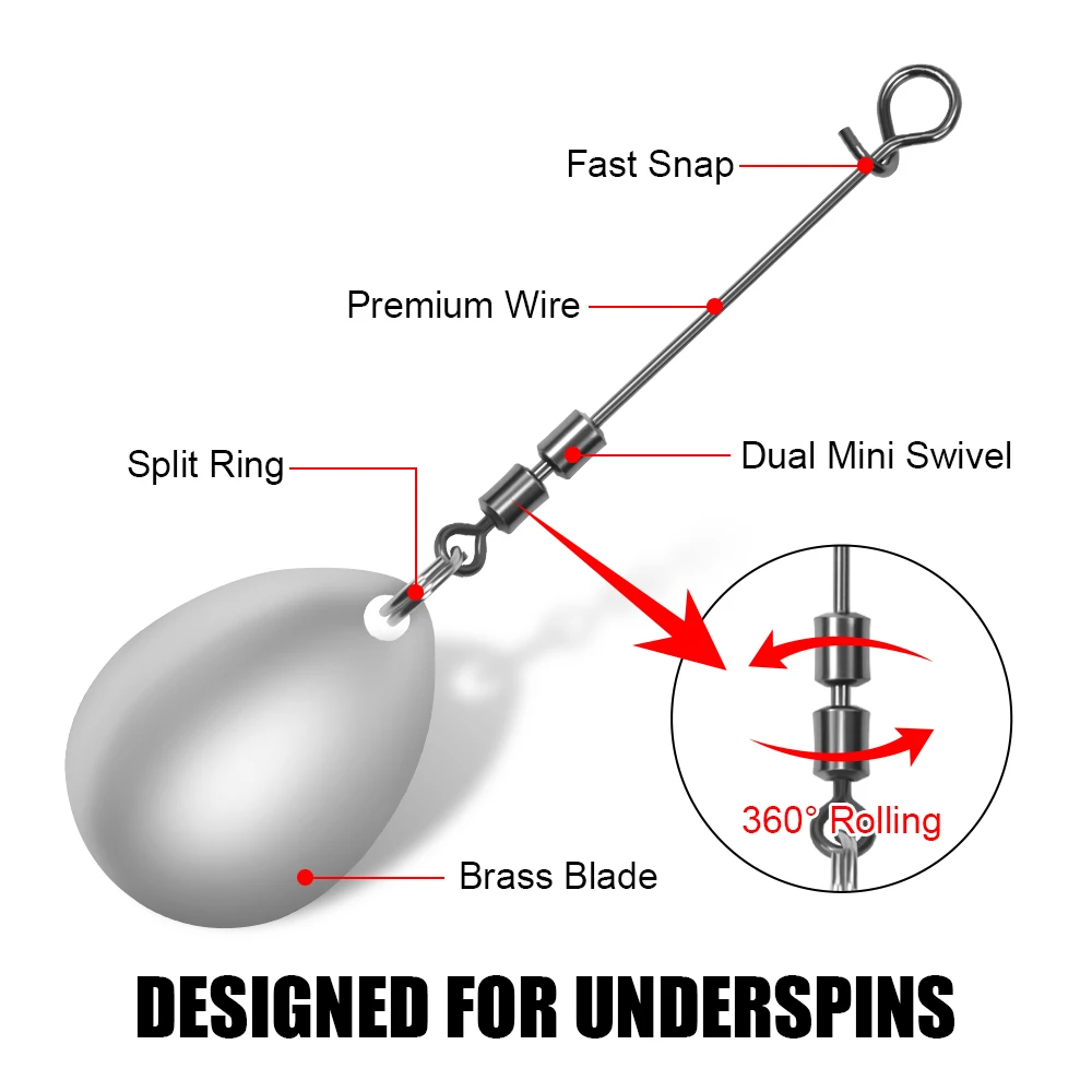 Spinpoler Fishing Trailer Replacement Brass Blade Spinnerbait Umbrella Rigs Underspins Jig Twistlock Arm Blade Replacement Kits