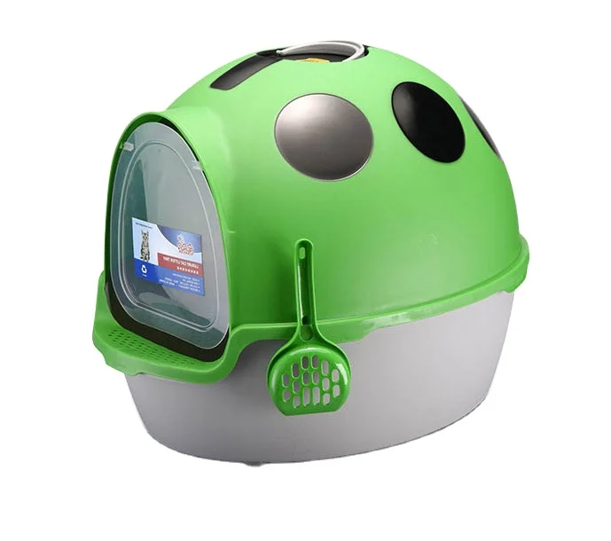 Зеленая кошачья сковорода с капюшоном, кошачий купол, кошачий наполнитель, сестринский туалет в стиле божьей коровки с дверью, котенок, тренировочный горшок