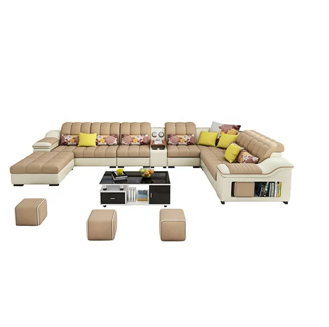 China foshan home furniture colorful best Price Fabric Modern Drawing Room Sofa Set 7 seater with storage Living room