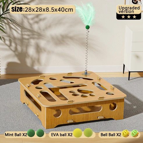Curated Wooden Cat Maze Game: Combines Furniture Elements, Creates a Warm Pet Space