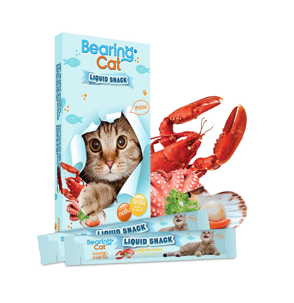 No.1 Cat Liquid Snack of BEARING Cat Salmon Flavor 15 g. per Sachet (11 pcs per pack) Made of Natural Ingredients