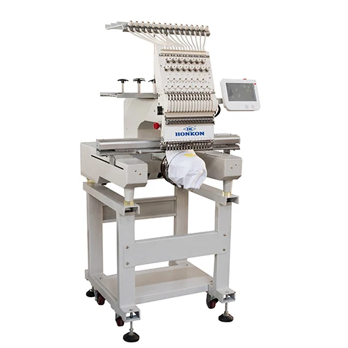 
HK-1201 Single head embroidery machine 12 needle suitable for flat finished garments embroidery max speed 1200RPM 