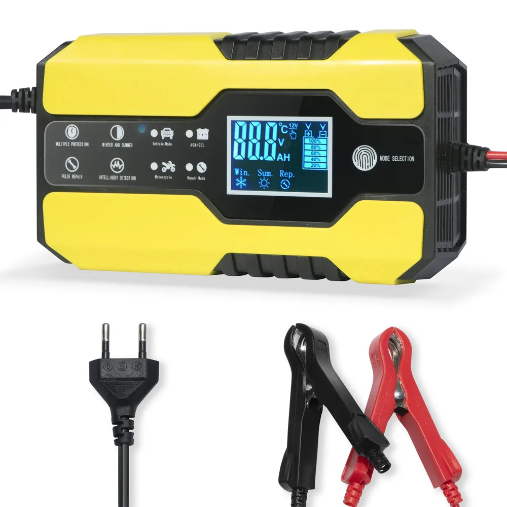 Full Automatic Car Battery Charger 12V 8A 24V 4A Pulse Repair LCD Display Smart Fast Charge AGM Deep cycle GEL Lead-Acid Charger
