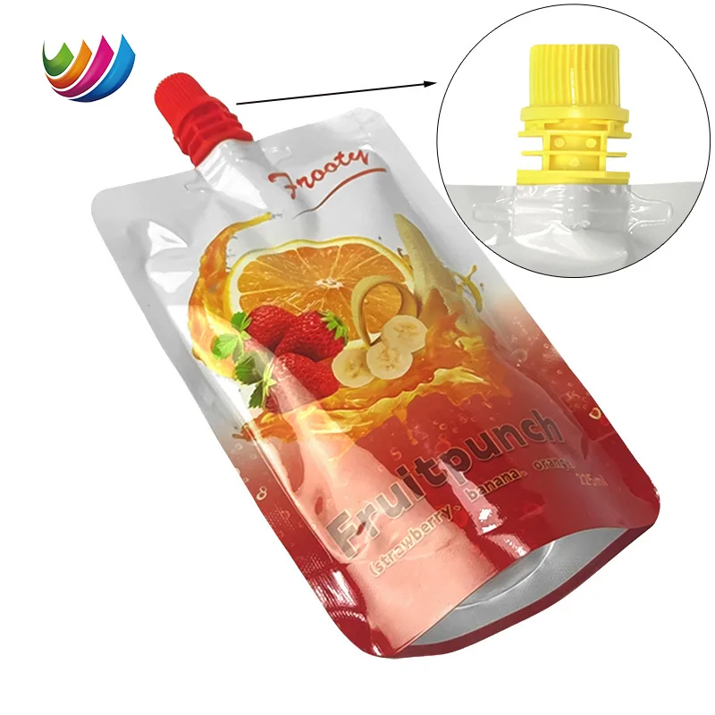 Food grade custom portable reusable plastic liquid beverage drink liquid baby children snack food spout pouch juice bag