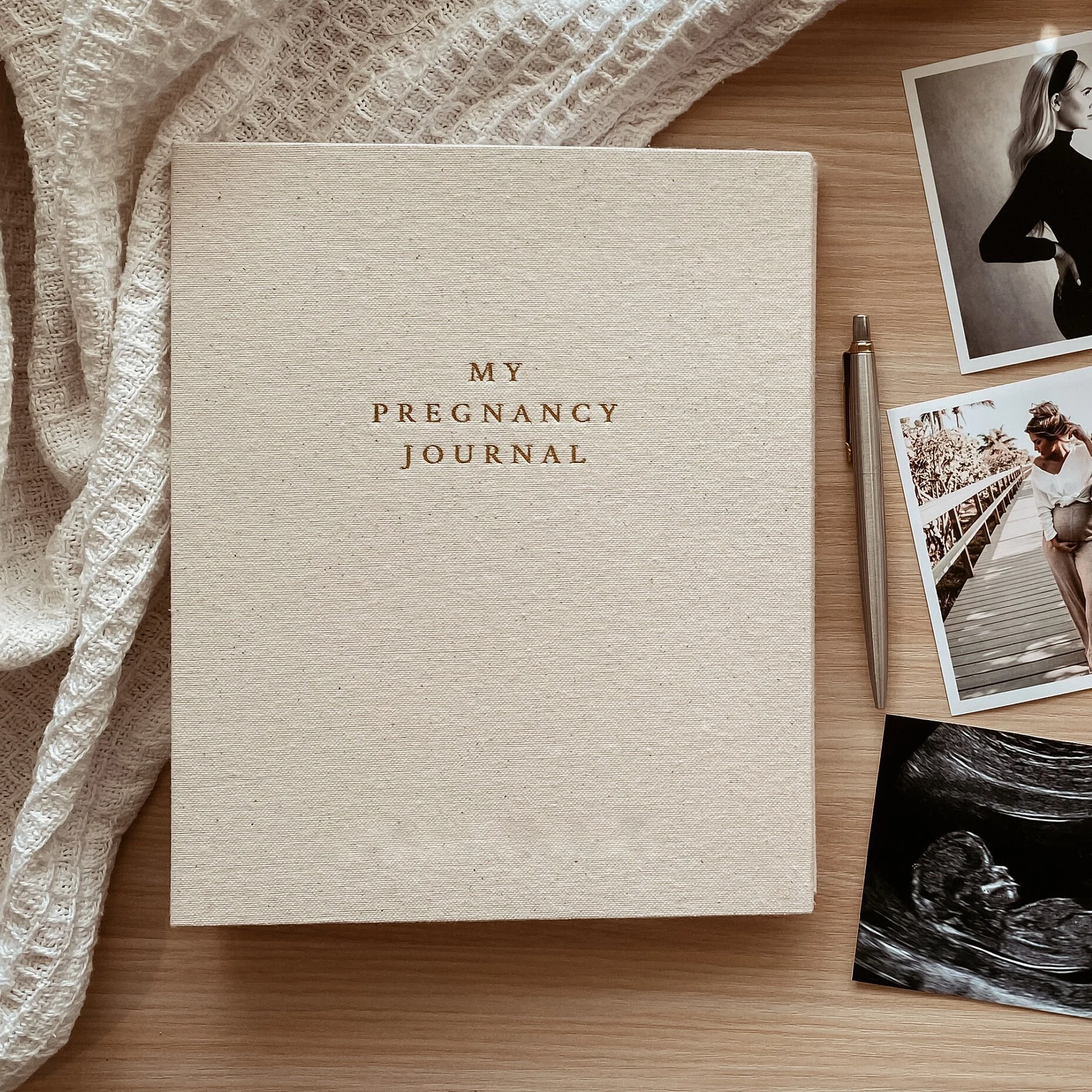 LABON Linen Floral Pregnancy Journal Planner Record Hardcover Baby Memory Book Milestone Gift For Expectant Mother