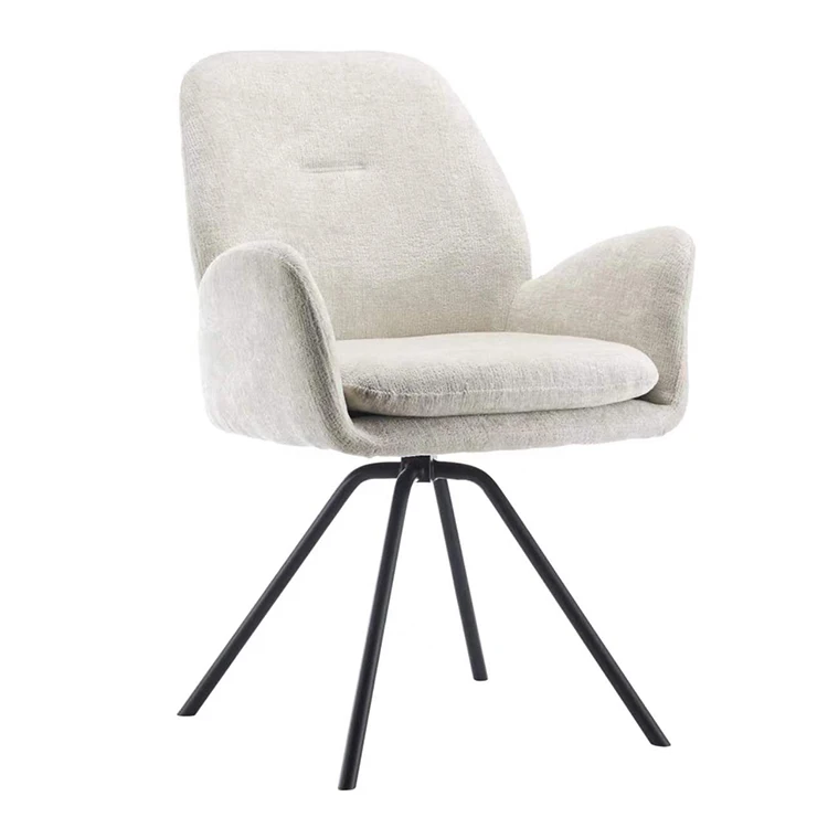 Luxury Flannelette European Style China Modern Nordic Chair Grey Velvet Living Room Fame Soft Swivel Dining Chairs