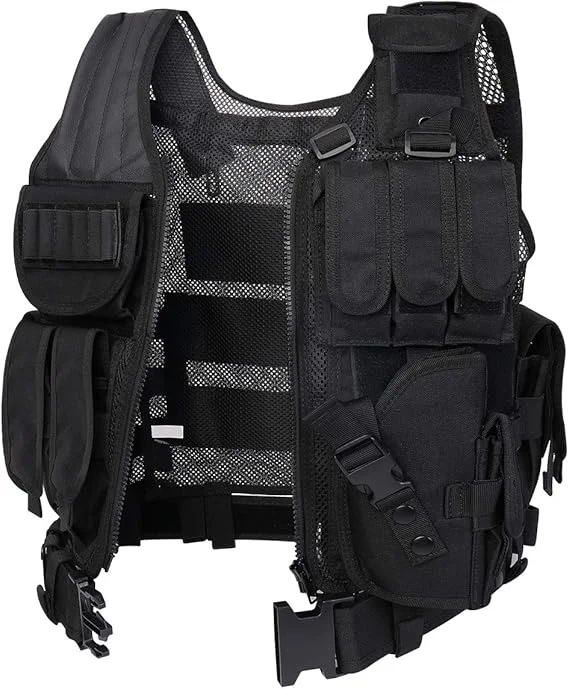Adjustable tactical equipment for training air guns, lightweight modular 3D breathable quick release vest