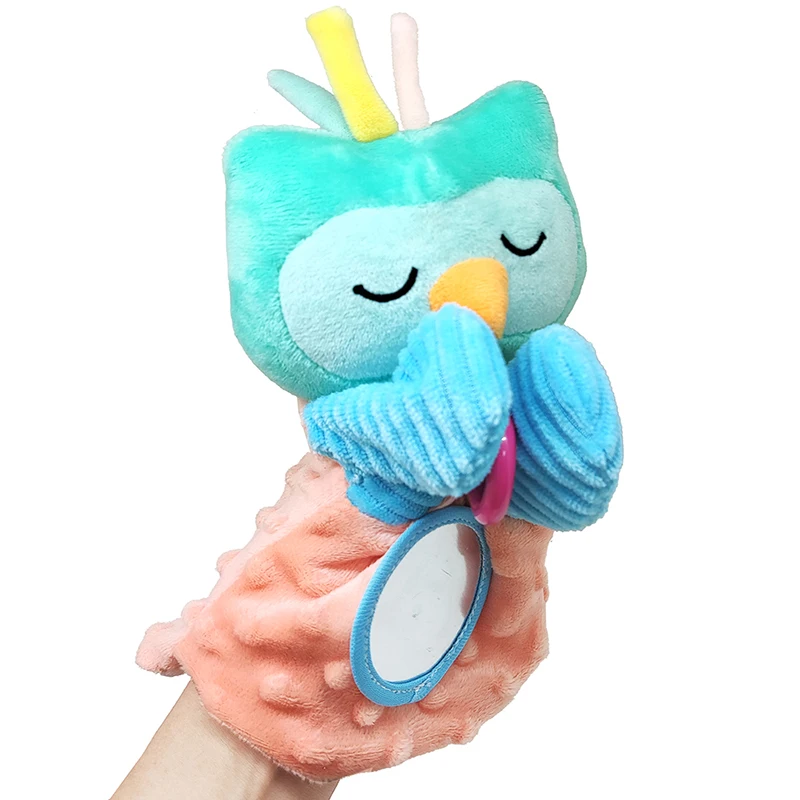 baby soft rattles Cheap custom plush stuffed cute baby owl animal hand puppets toys