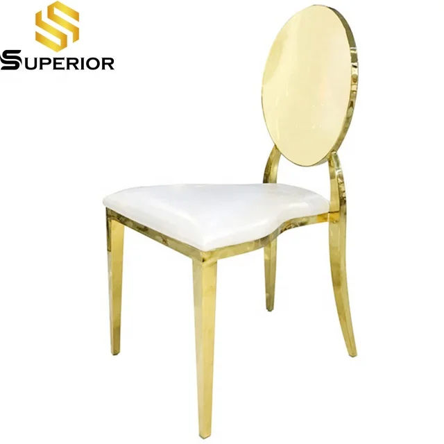 Superior customized rental metal gold round back chavari chairs stackable wedding