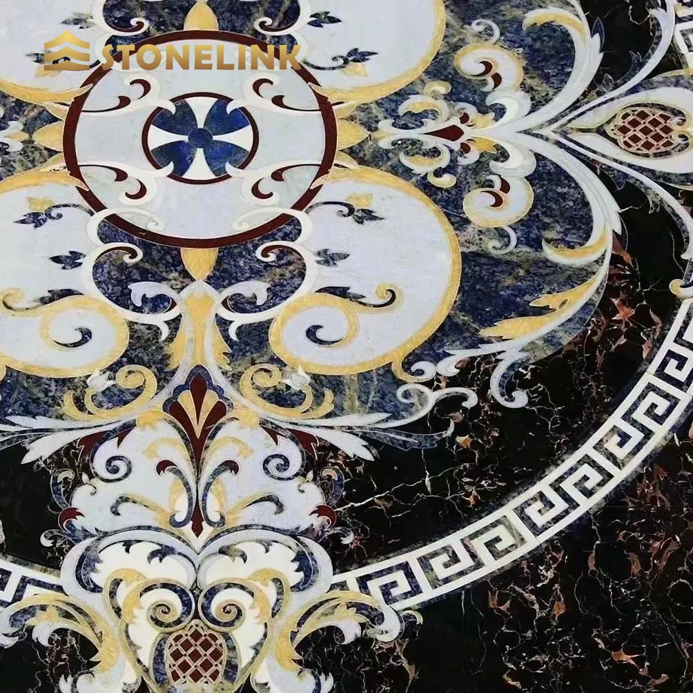 Stonelink one-stop solution luxury marble floor inlay design pattern waterjet marble medallion for villa