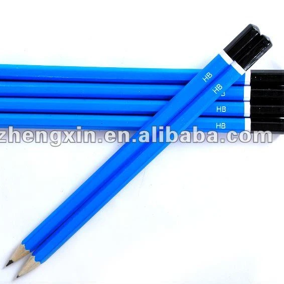 Custom Blue Sketching Drawing Pencil 2H H F B 2B 3B 4B 5B 6B 7B 8B HB Wooden with White Black Dippped Top Standard Pencils Wood